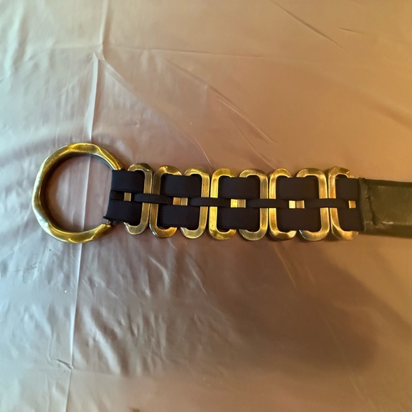 Per Se by Carlisle Black and Gold Women's Chain/Leather 1.5”Belt Large $365 - Picture 3 of 9